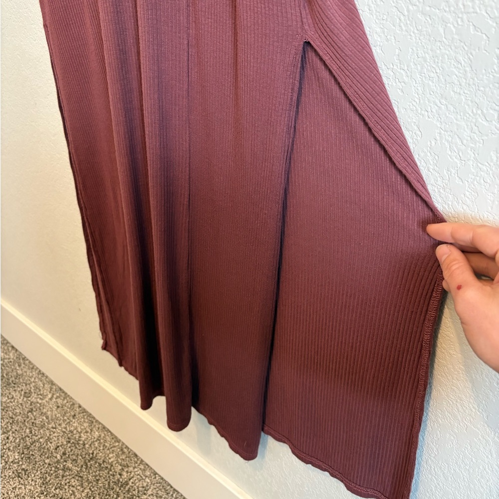 Baltic Born Mauve Ribbed Maxi Dress Medium Pockets Modest Boho Wedding Guest - Picture 9 of 13